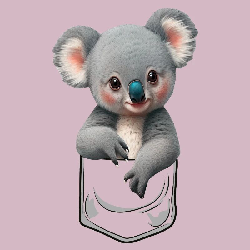 Câlin bébé koala dans la poche de poitrine