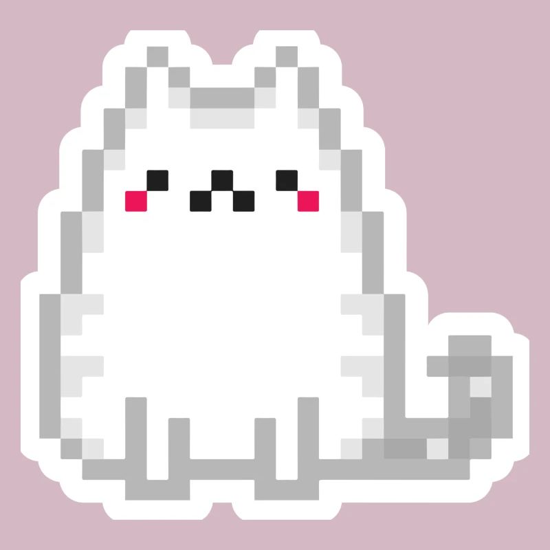 chat in pixel art (white outline)