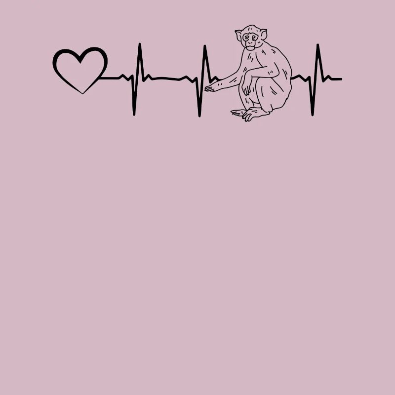 Monkey Heartbeat Heart Monkey Lover Chimpanzee Monkey