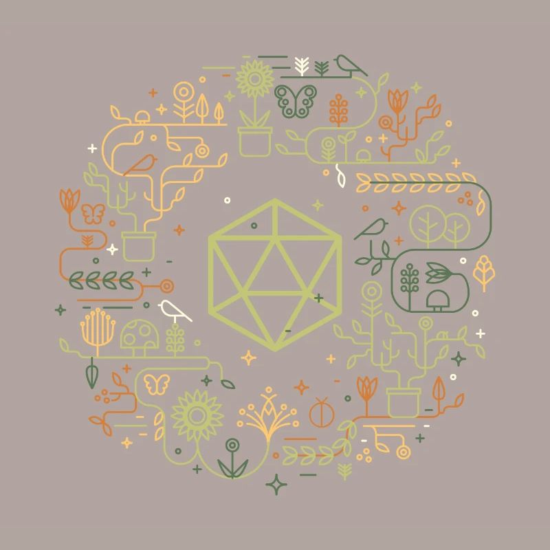 Polyedrisch D20 Würfel Monogramm Doodle