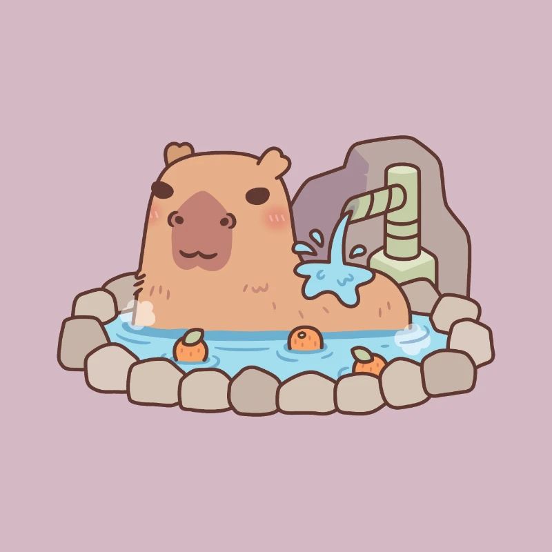 Mignon Capybara Chilling dans Hot Spring Onsen
