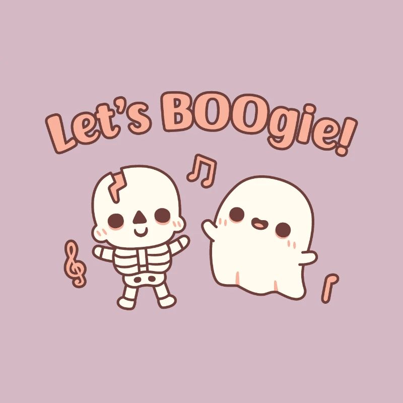 Cute Dancing Skeleton And Ghost Lets Boogie Funny