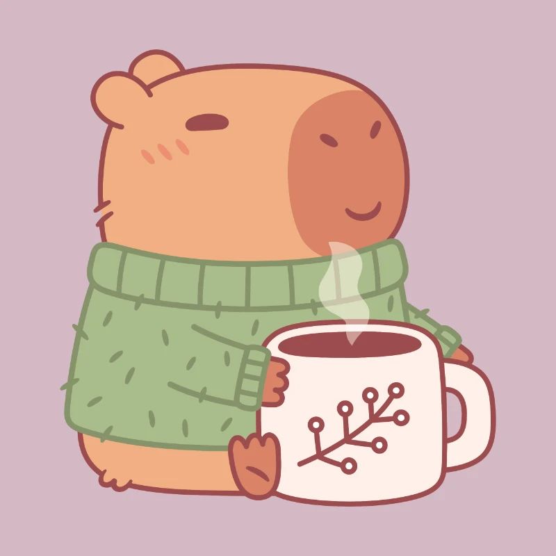 Capybara mignon en pull avec du café chaud