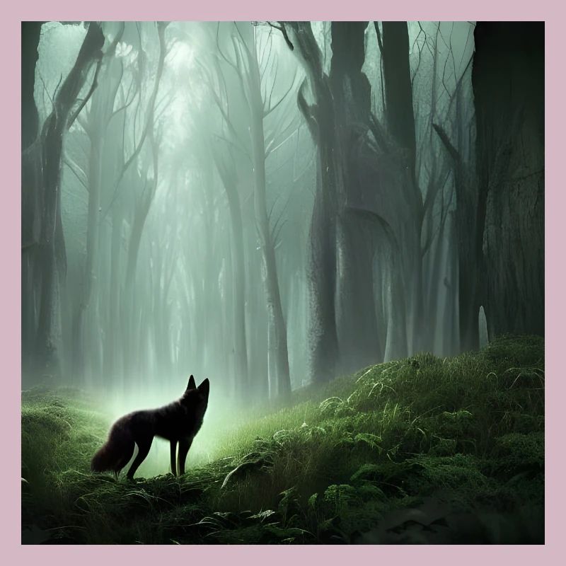 A lone wolf in a large forest