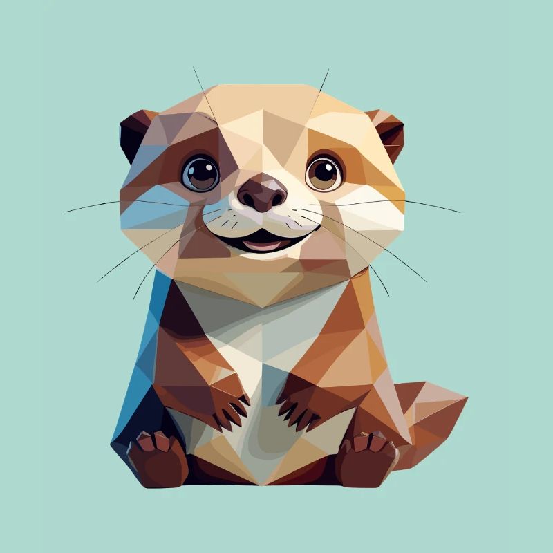 Cute Otter in Polygon Style