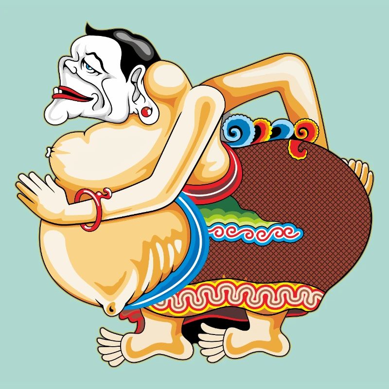 Lebendige Hula-Karikatur