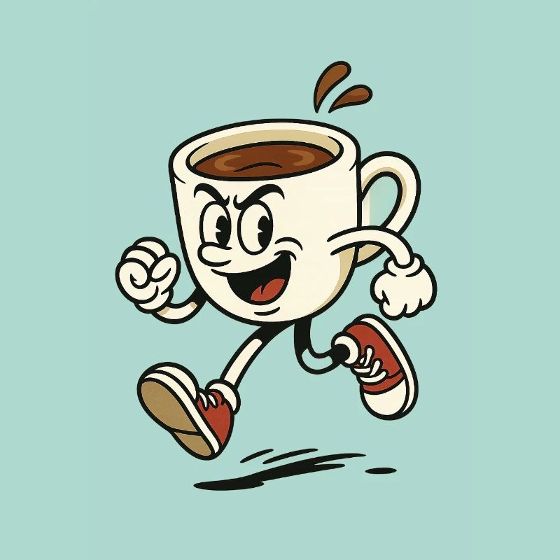 Lebendige Kaffeetasse Laufdesign