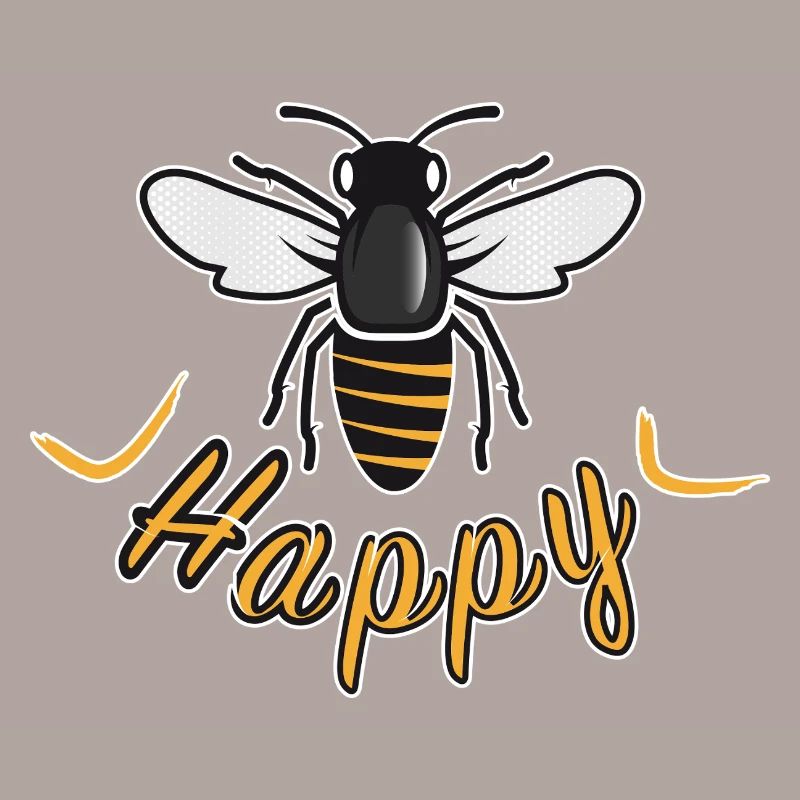 Abeille heureuse avec l’inscription « Happy »