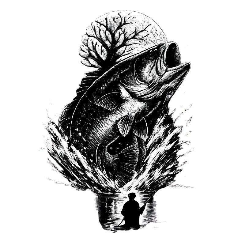 Jumping perch in the moonlight night angler