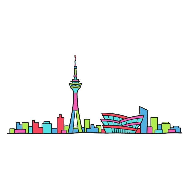 Stuttgarter Stadtskyline Fernsehturm Moderne Linienzeichnung