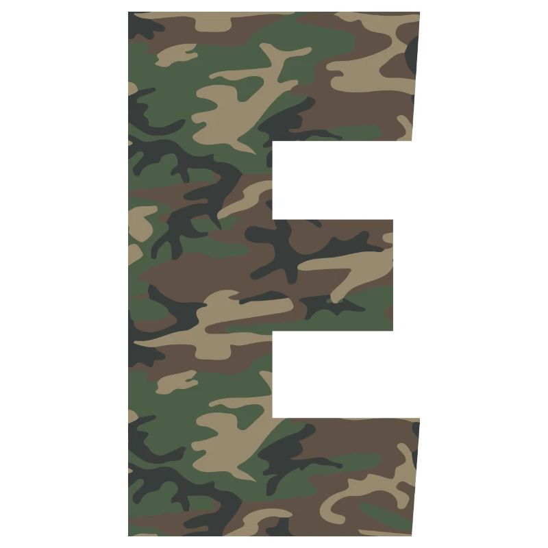 Lettre dure E dans le motif de camouflage! Agrandir ou
