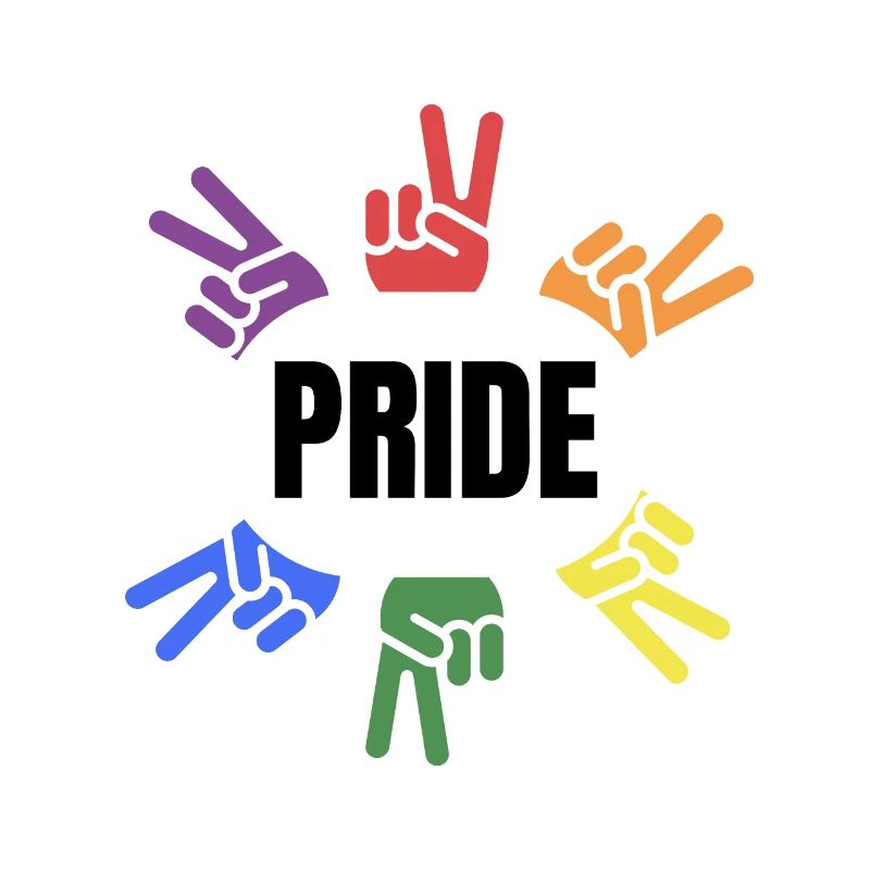PRIDE Pride with Peace hand white
