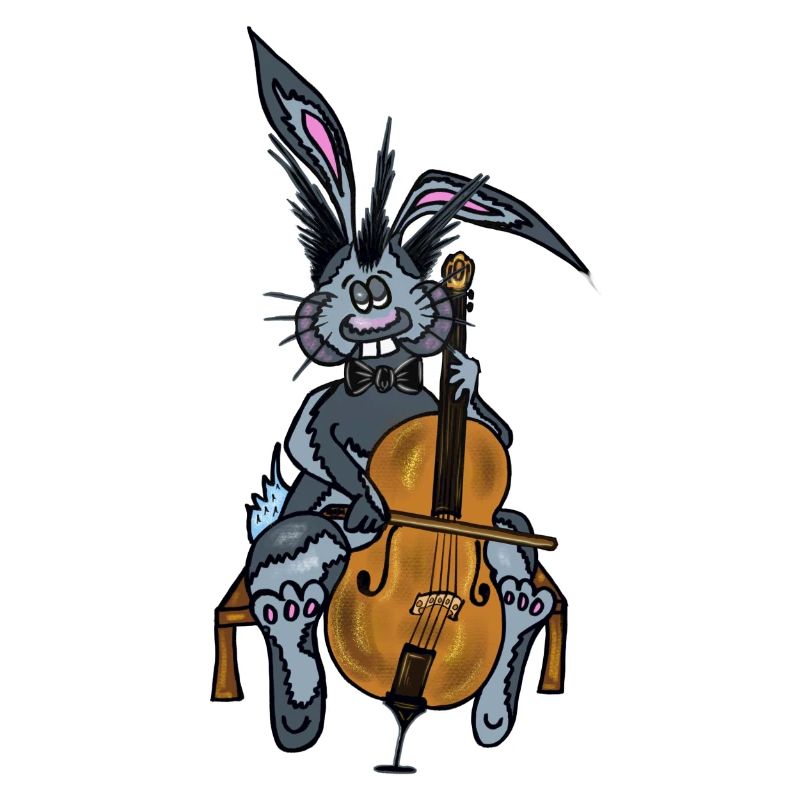 Mischa le lapin joue du violoncelle
