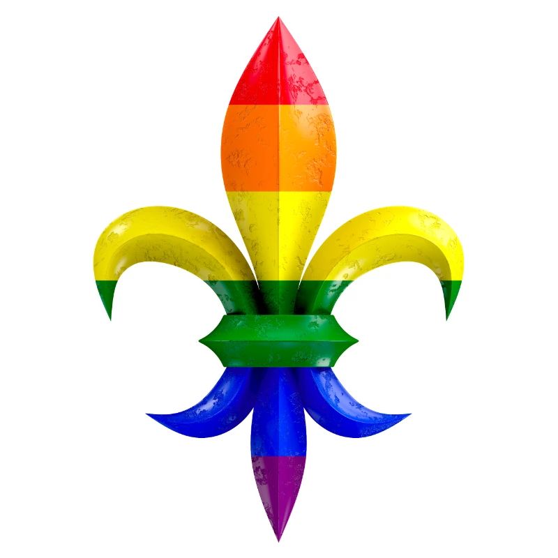 Fleur de Lys / Fleur de Lis Marmor mit Regenbogen
