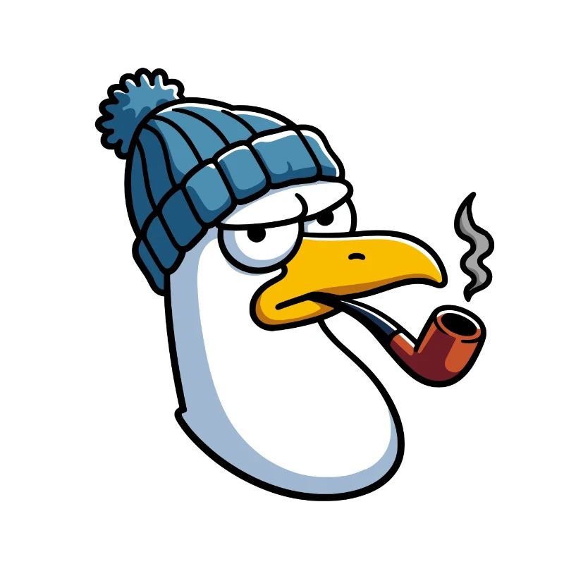 Evil Seagull Beanie Wool Hat & Whistle in Beak