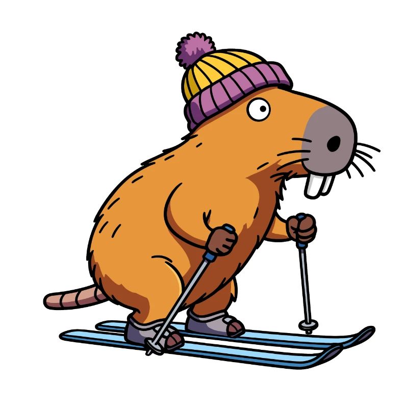 Comic Capybara Ski Beanie Hat Ski Instructor Downhill