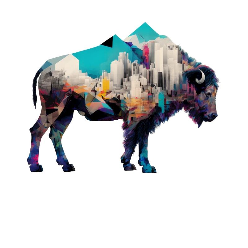 Bison Architektur Bunt Geschenk Polygon Tier