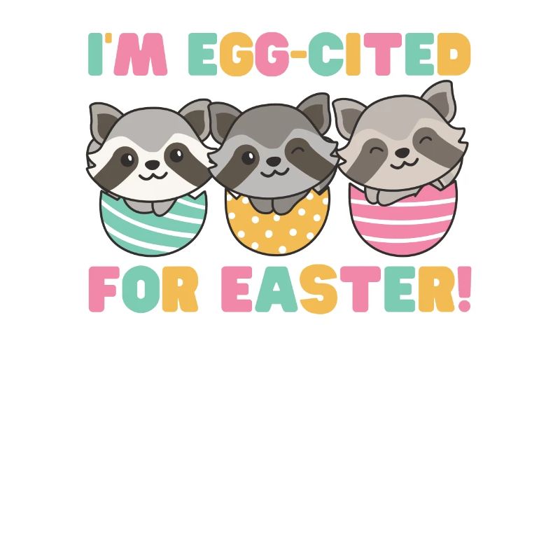 cute raccoons for Easter with Easter eggs raccoon