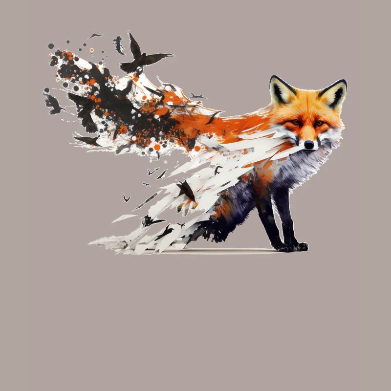 Fuchs Vogel Kunst Bunt Waldtiere Rotfuchs Geschenk