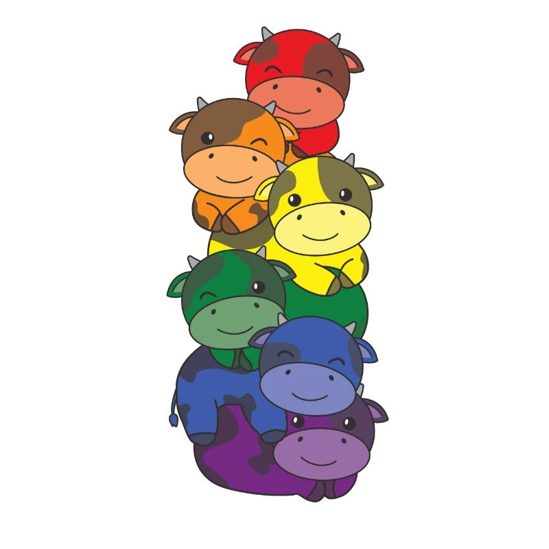 Rainbow Flag Pride LGBTQ Cute Cow Stack