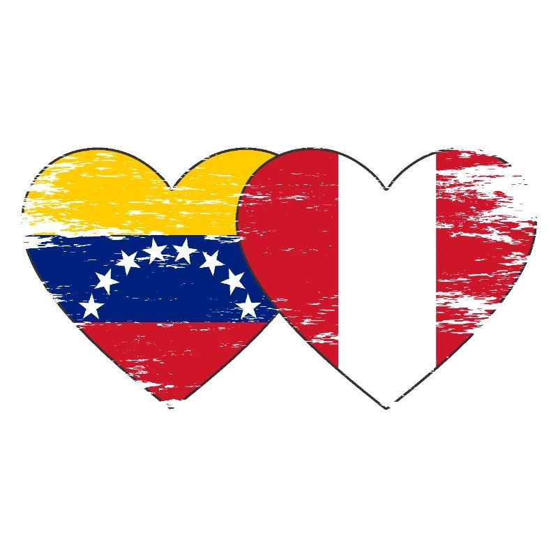 Venezuela Pérou Drapeau Mains Coeur Forme Utilisé