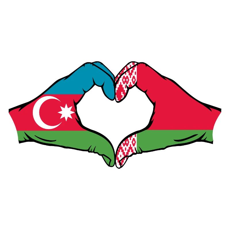 Azerbaïdjan Biélorussie Drapeau Mains Coeur Forme
