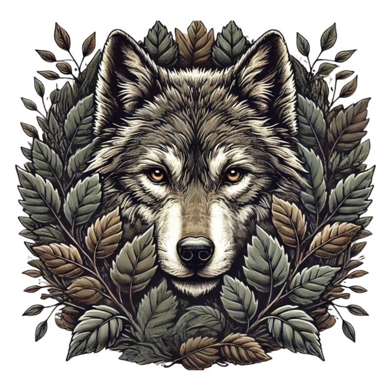 Mysterious wolf in the forest