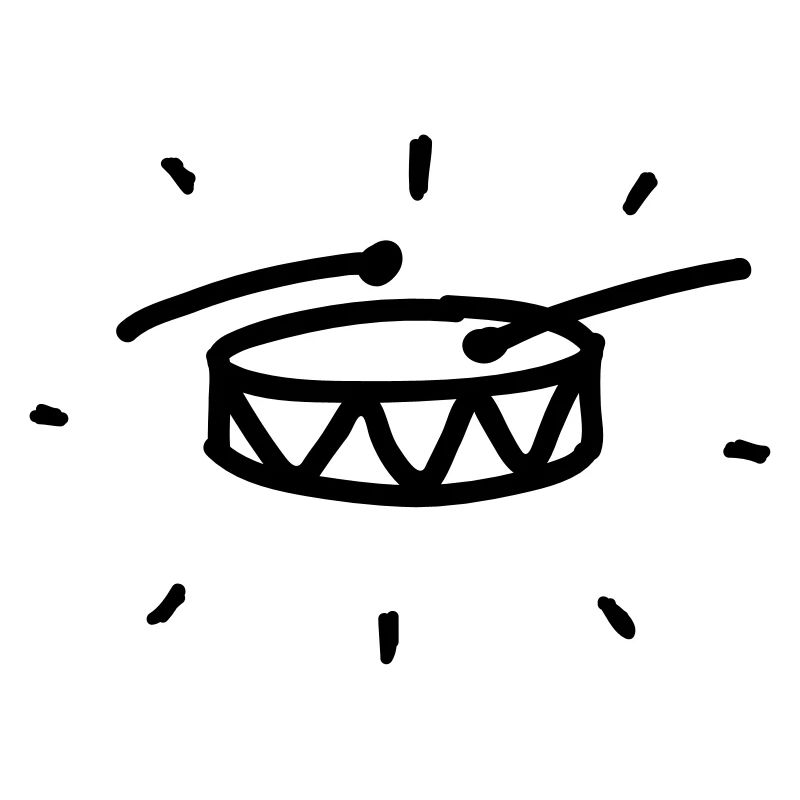 Small marching drum with drumsticks