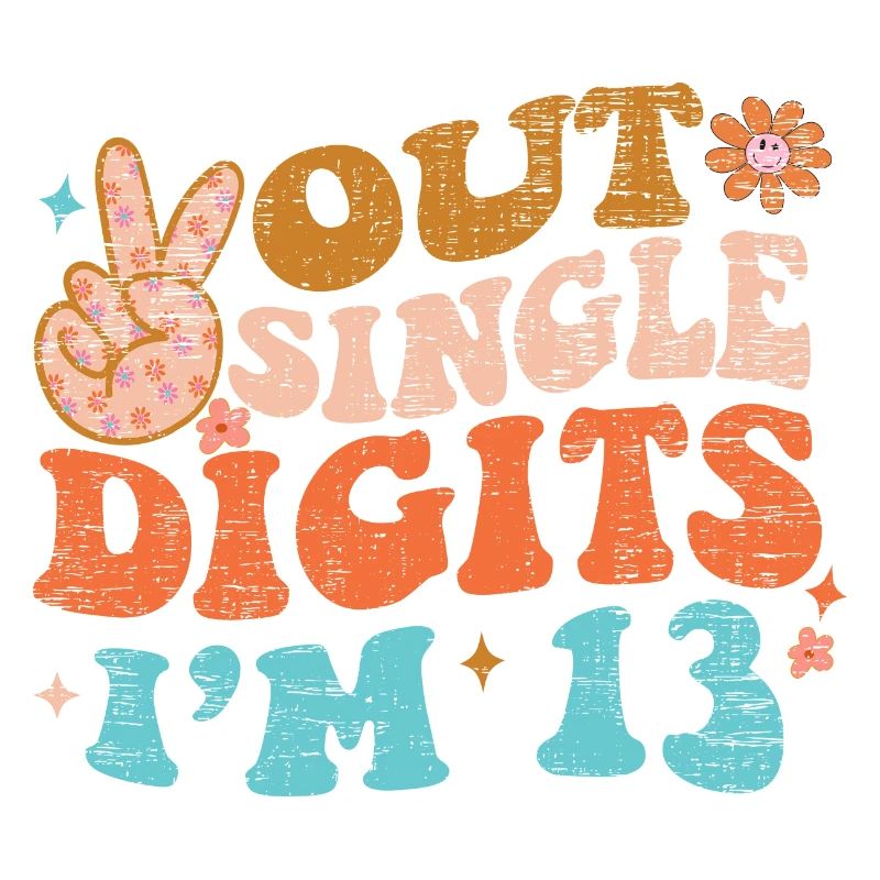 Groovy Peace Out Single Digits J’ai 13 ans d’anniversaire