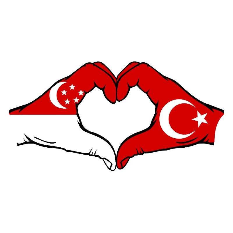 Singapour Turquie drapeau mains forme coeur