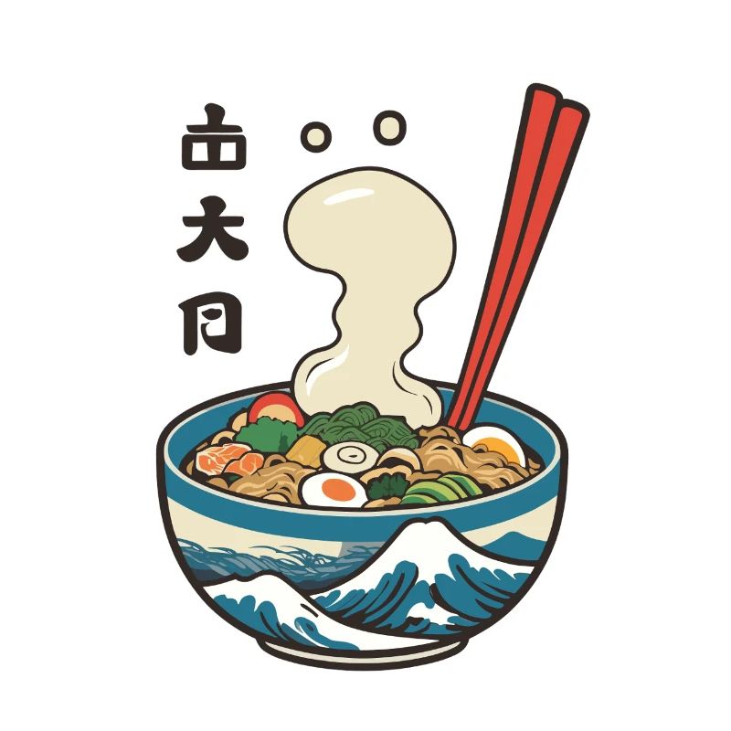Japanisches Ramen Ukiyo-E Retro Ästhetik Design