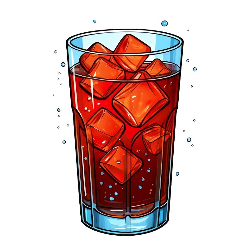 Glas Cola mit Eiswürfeln