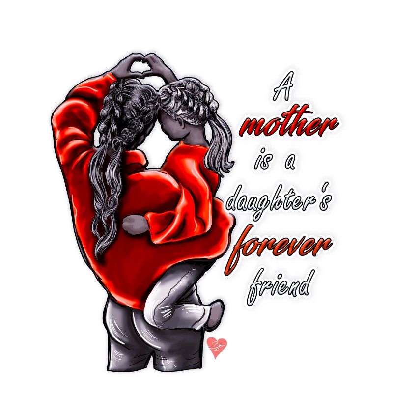 Mutter Tochter Spruch mit Illustration