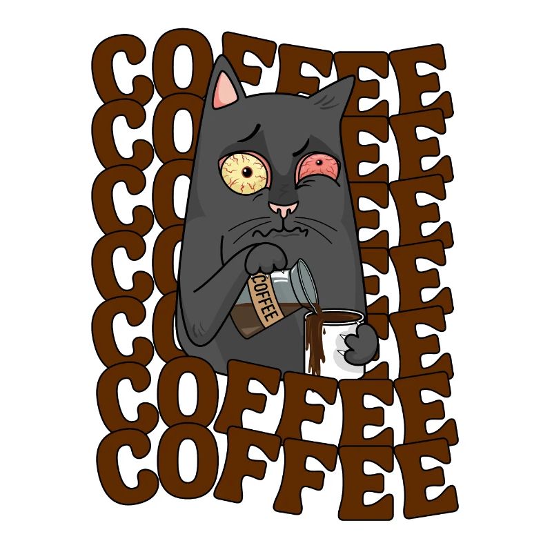 Kaffee Katze lustiger Spruch Müde Katze Kaffee