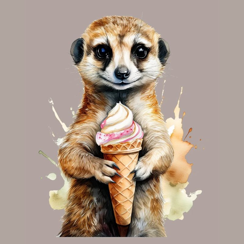 Erdmännchen, das ein Eis isst