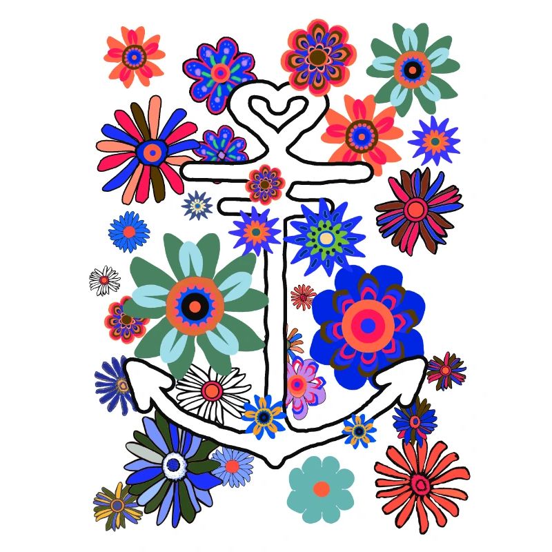 Anker Hoffnung Flower Power Peace Blumen
