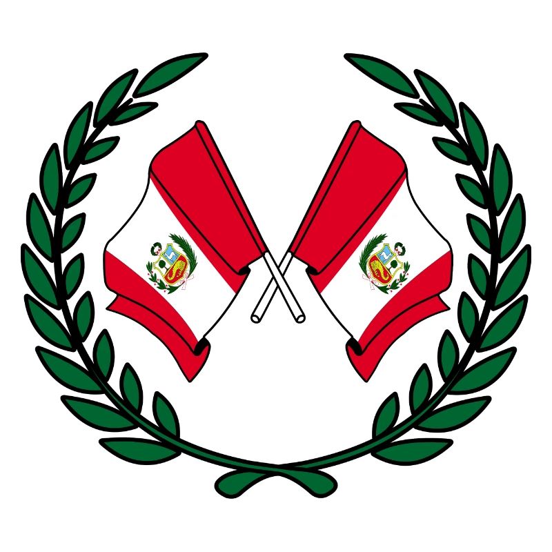 Drapeaux du Pérou en couronne de laurier