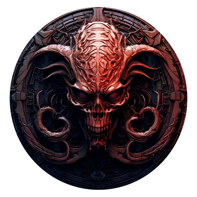 Dämonen-Schädel im Kreis-Emblem