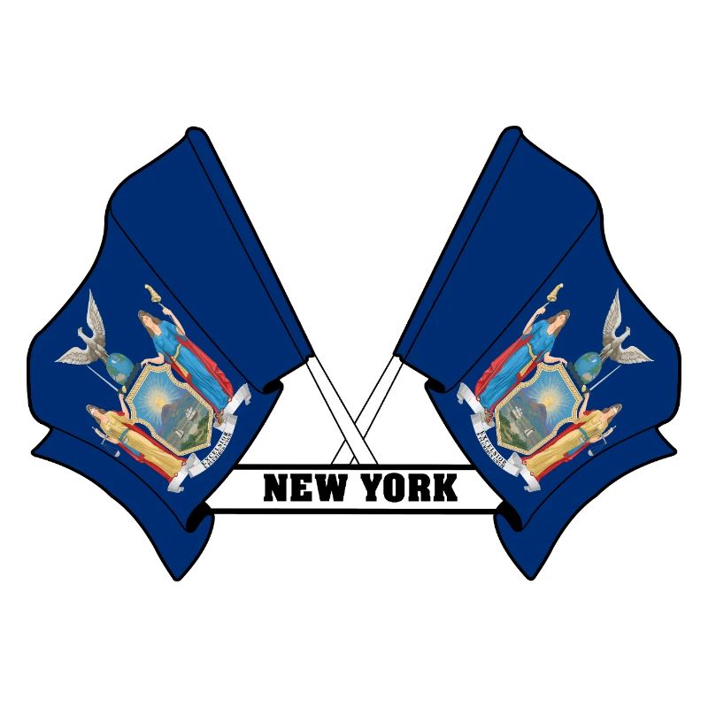 Deux drapeaux texte NEW YORK