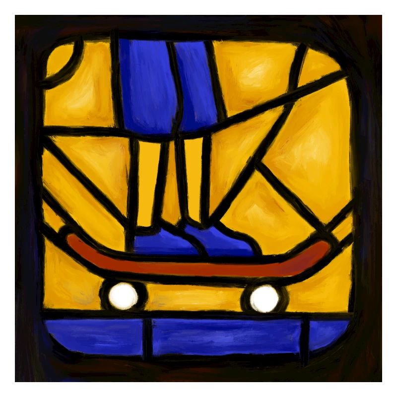 Buntglas-Skateboarder-Grafik
