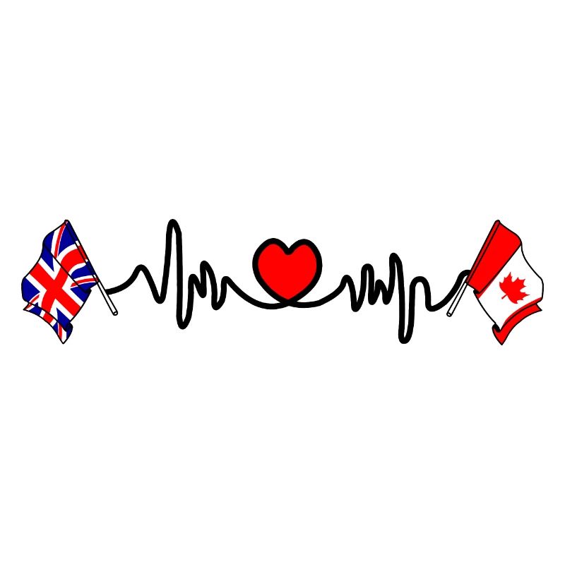 Cardio coeur avec drapeau de l’Angleterre et drapeau du Canada