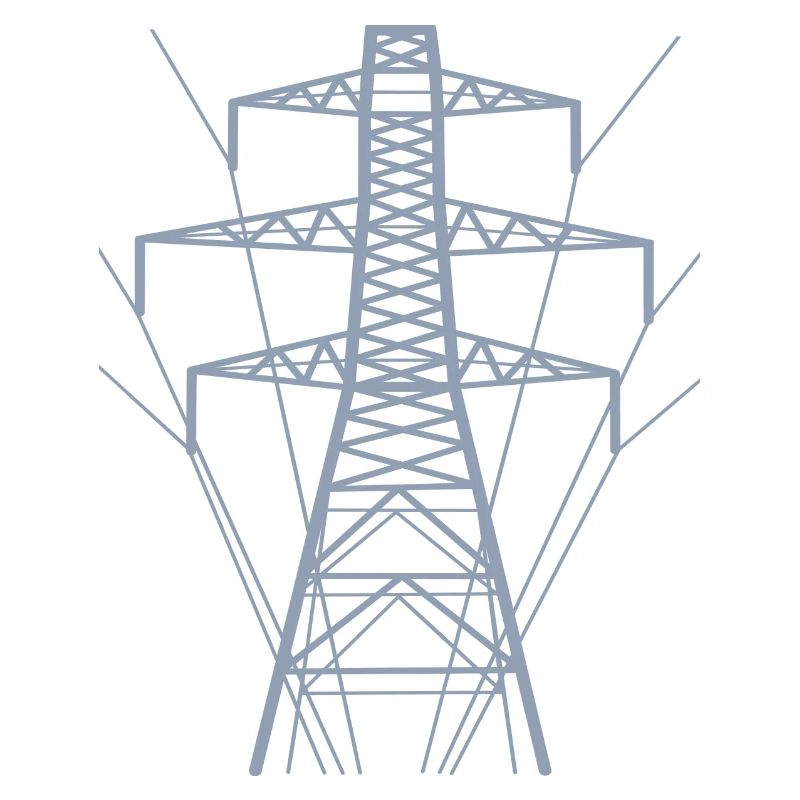 Weiße Strommast-Silhouette
