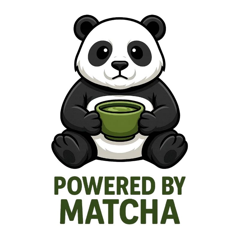 Panda avec tasse de matcha