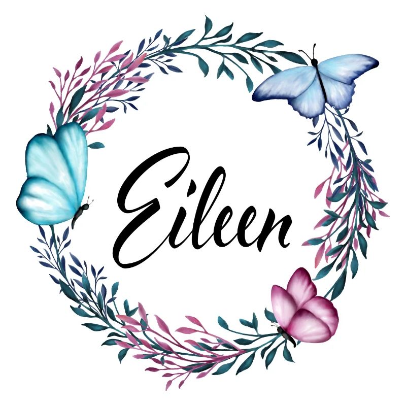 Eileen, name, lettering, flower wreath, gift