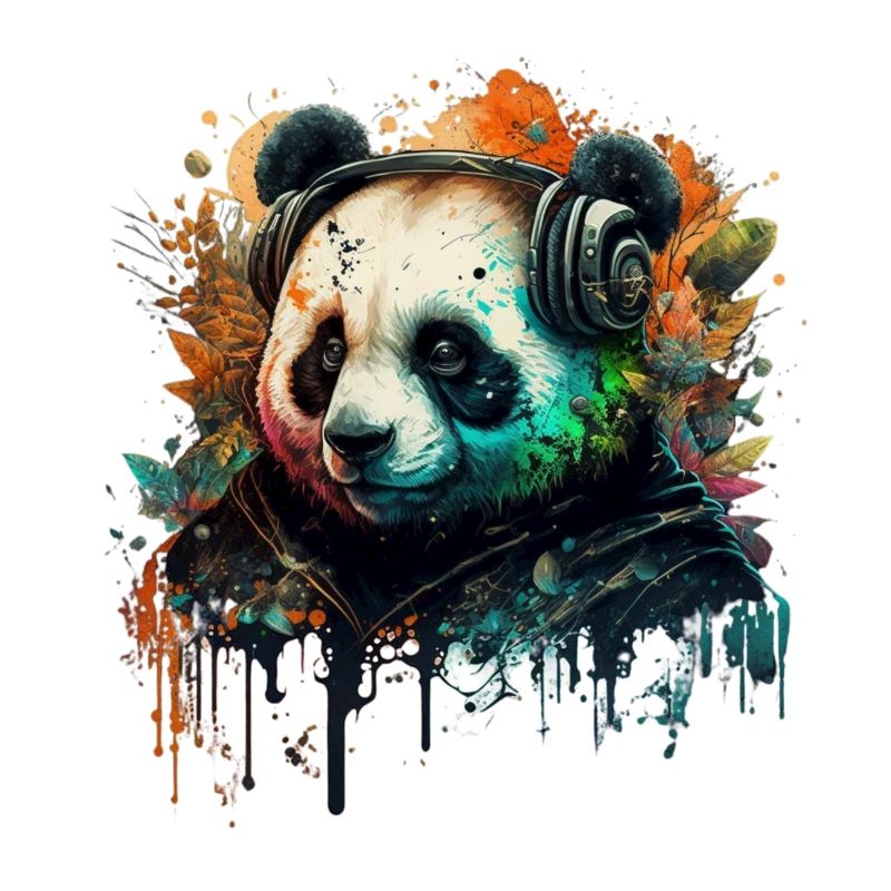 Panda im Einklang mit der Musik