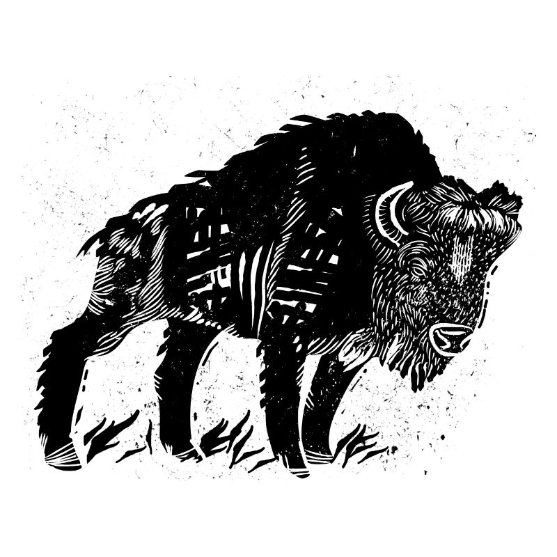 Bison linogravure
