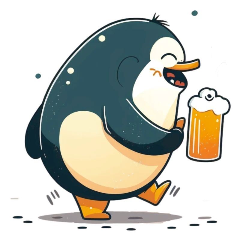 Pingouin mignon avec de la bière
