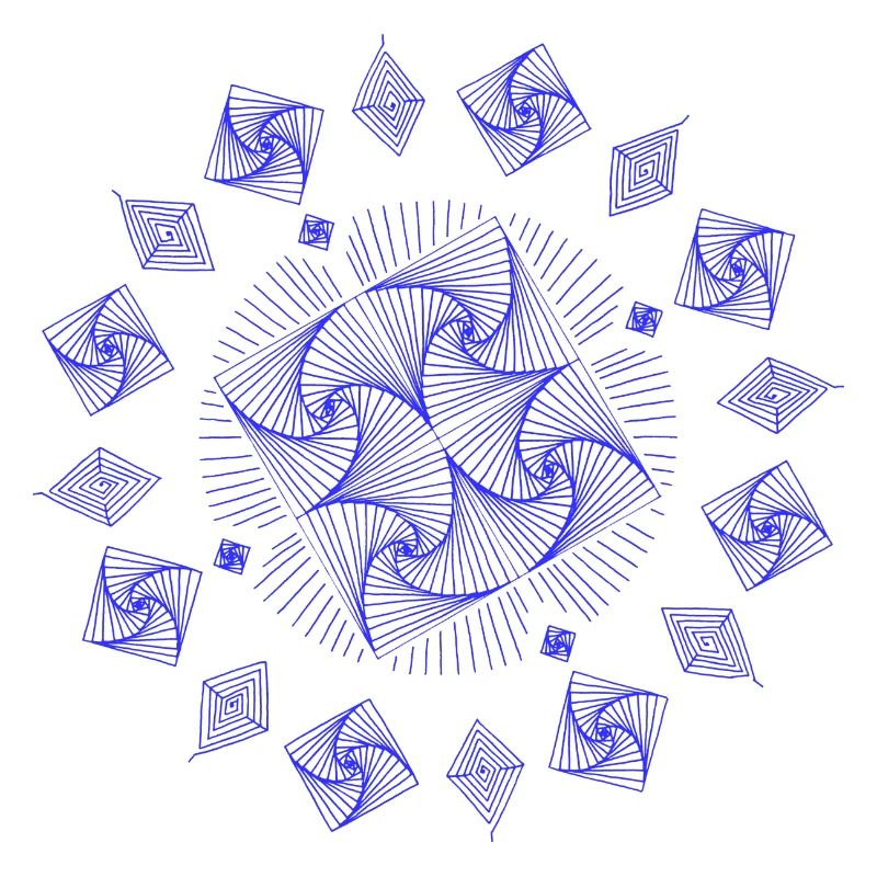 Squared triangles blue - Mandala made with Love