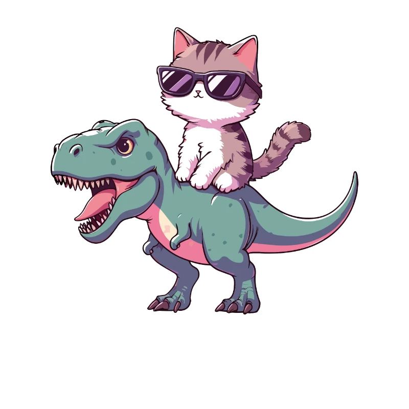 Chaton Cool sur T-Rex Drôle Tendance Dinosaure