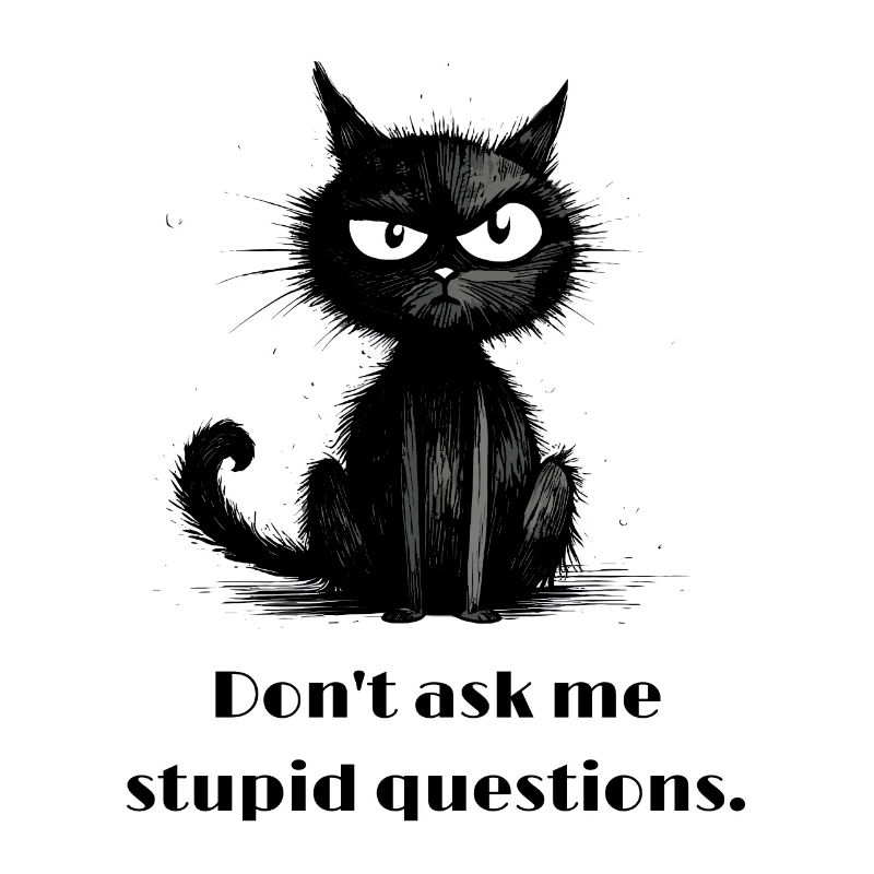 schwarze Katze Comic Style lustiger Spruch